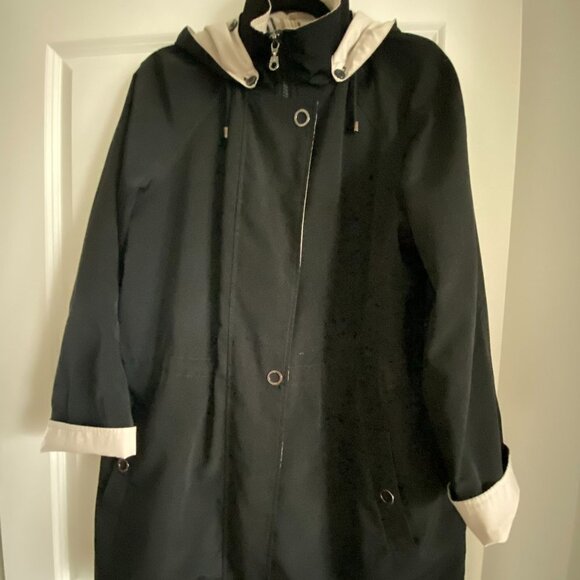 Liz Claiborne CLASSICS Vintage Lightweight Hooded Jacket Black/Beige Size L - Picture 2 of 7